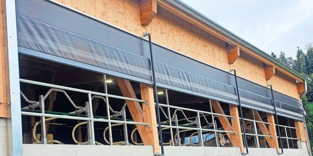 Der Stall von Familie Jud liegt im toggenburgischen Berggebiet. Die Kühe haben eine schöne Aussicht, brauchen aber auch Schutz vor teils garstigem Wetter.