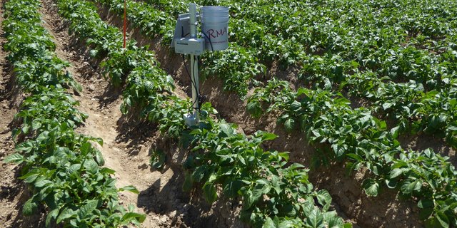 Die Bodensonde ermittelt den Wassergehalt im Wurzelraum. (Bild HAFL)