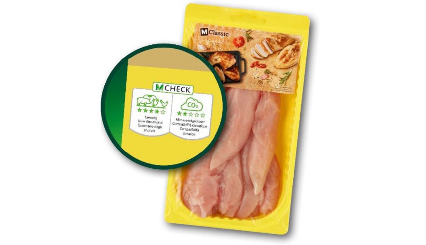 Ab heute Montag finden sich auf über 100 Migros-Produkten Sterne-Skalen in der Sparte Nachhaltigkeit und Tierwohl. 