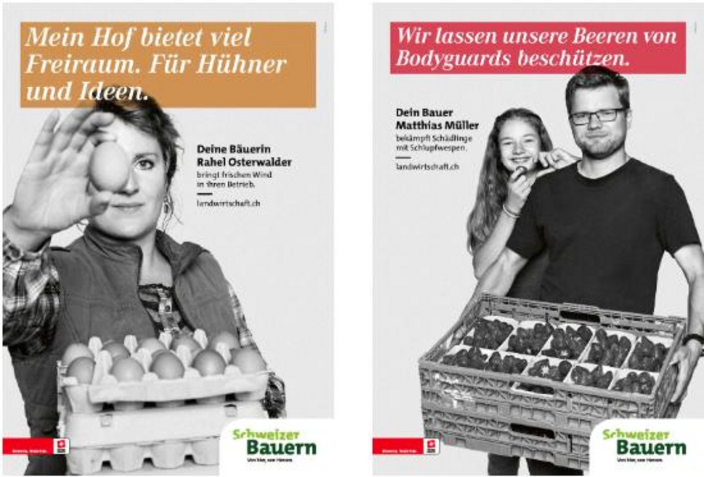 2 der 15 neuen Gesichter für die Kampagne der Schweizer Bauern. (Bild SBV)