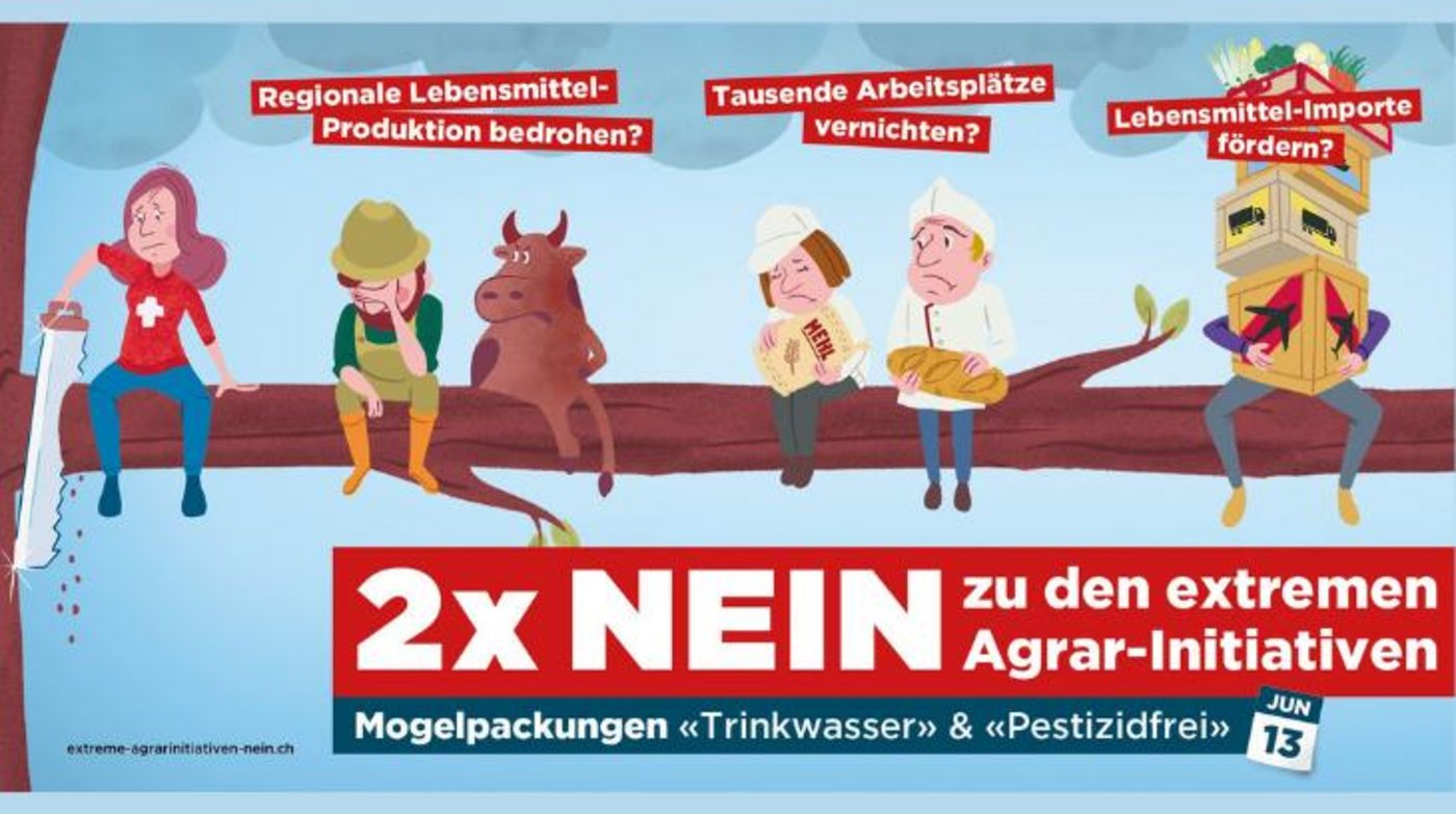 Die Blachen des national Komitees sollen die breite Betroffenheit aufzeigen. (Bild SBV)