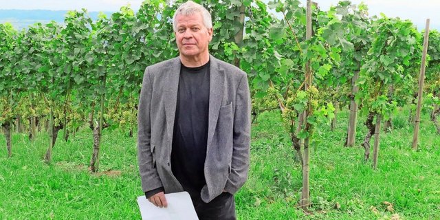 Thomas Vaterlaus, Chefredaktor der Fachzeitschrift «Vinum», gab an der Rebbegehung in Niederneunforn eine Einschätzung zur Marktsituation von Schweizer Wein.