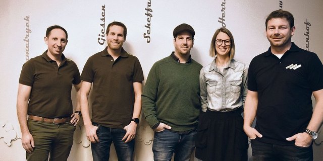 Sie stellten ihre Geschäftsmodelle vor (v. l. n. r.): Markus Bernhardsgrütter und Matthias Ruoss, Patrick und Sara Guarisco und Peter Zurbuchen.