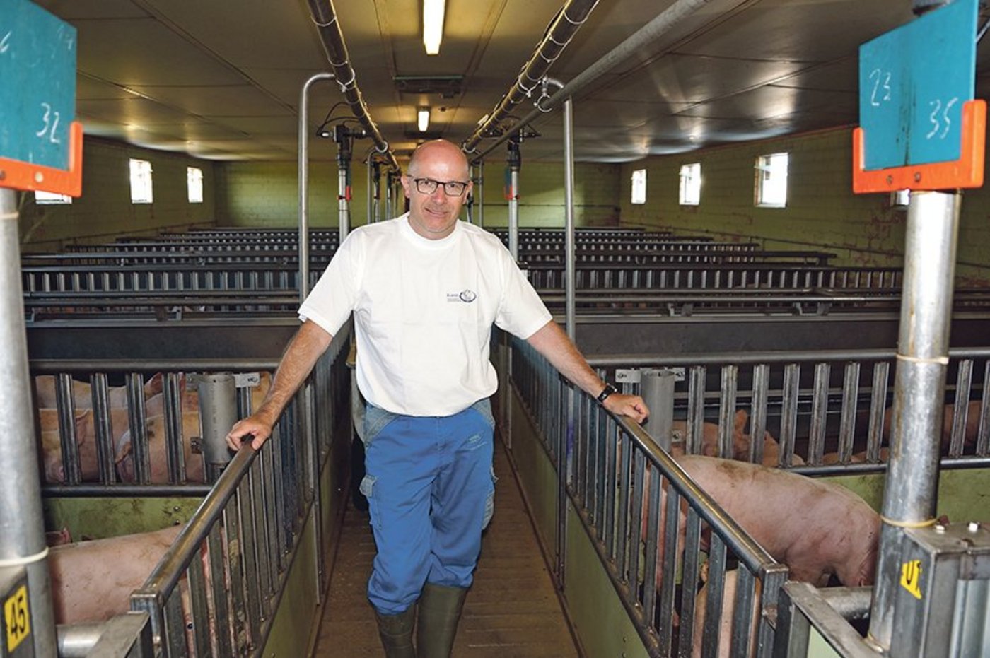 Vorbildlicher QM-Betrieb: Werner Humbel im Maststall. (Bild rae)