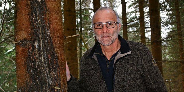Förster Hans Stauffer, Betriebsleiter Forstbetrieb Sigriswil. In seinem Revier hat er zahlreiche Wldschäden zu beklagen. (Bilder Julia Schwery)