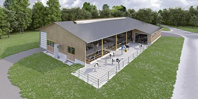 Der Normstall von DeLaval bietet Platz für zirka 53 Kühe. Er kostet gut 700 000 Franken.