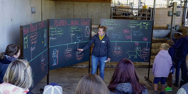 «Vom Kalb zur Kuh» war ein Posten am Liebegger Tag. Er fand direkt im Stall statt.