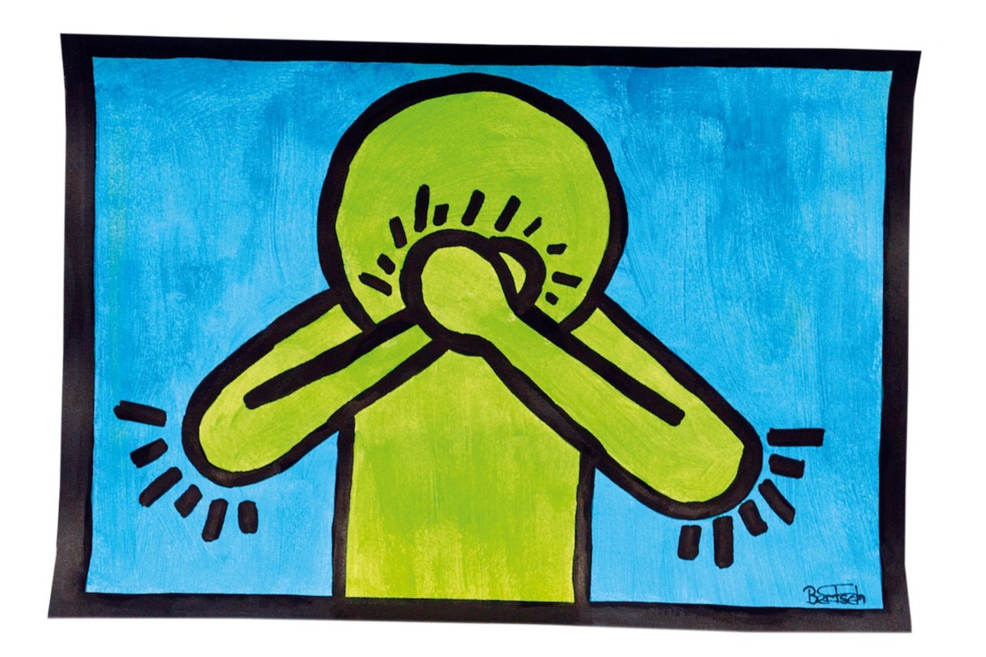 Ein typisches Keith Haring Strichmännchen. Das kannst du selber zeichnen. (Foto: Pia Bertsch)