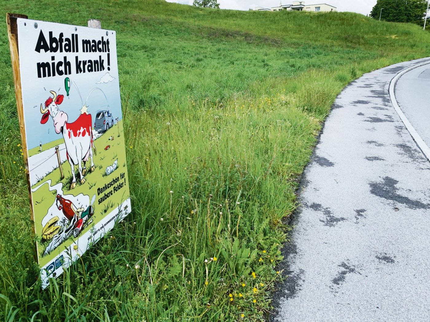 Prävention mit Feldrandtafeln genügt nicht, es braucht auch härtere Sanktionen gegen Littering. (Bild Josef Scherer)