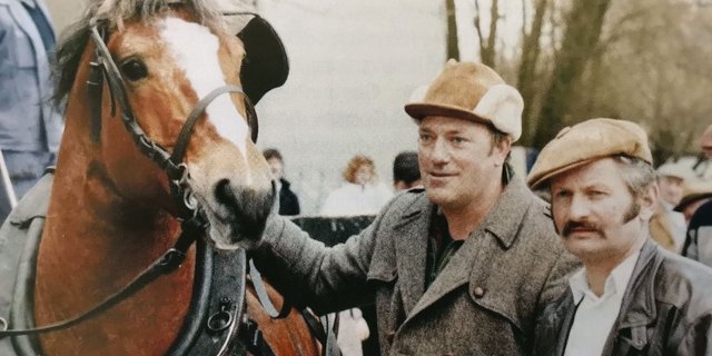Drei Bekannte an der Ausdauerprüfung in Avenches: Der Freibergerhengst Hulax neben seinem Fahrer Jean-Claude Frossard, Les Pommerats JU, und Ruedi Bühler, Bellelay BE.  (Bild Michel Lambert)