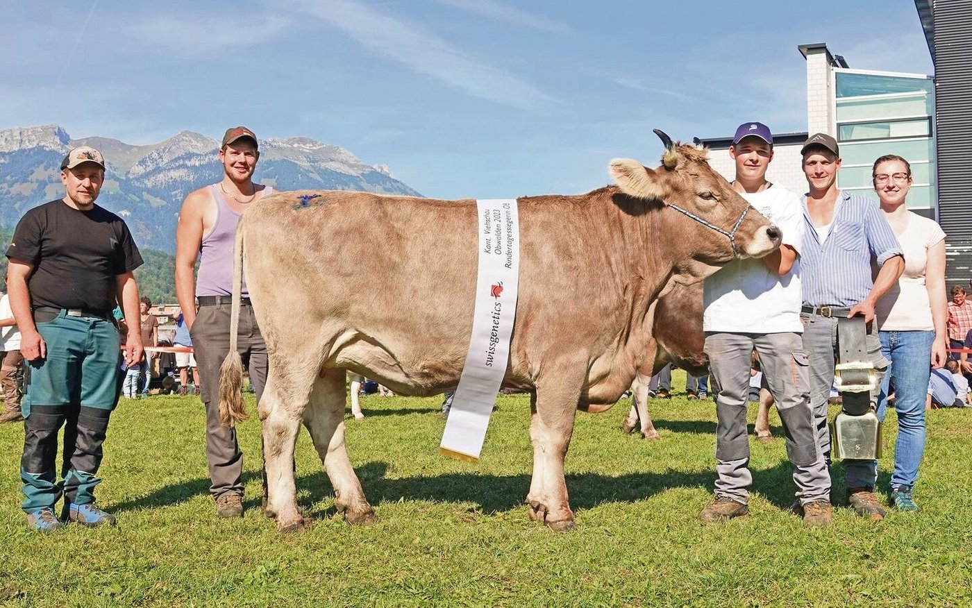 Das schönste OB-Rind auf dem Schauplatz in Sarnen präsentierte Reto von Moos, Flüeli-Ranft, mit Rubel Rina.