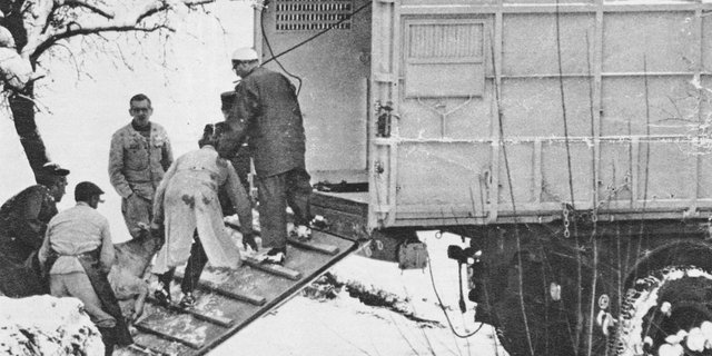 1965: Das Seuchenauto kam auf den Bauernhof Christen in Belp BE und holte die kranken Tiere ab. Sechs Schweine und 27 Stück Rindvieh. Die Kuh «Junker» gebar während der Fahrt ein Kalb. Alle Tiere mussten getötet werden. (Bild Greti Christen)