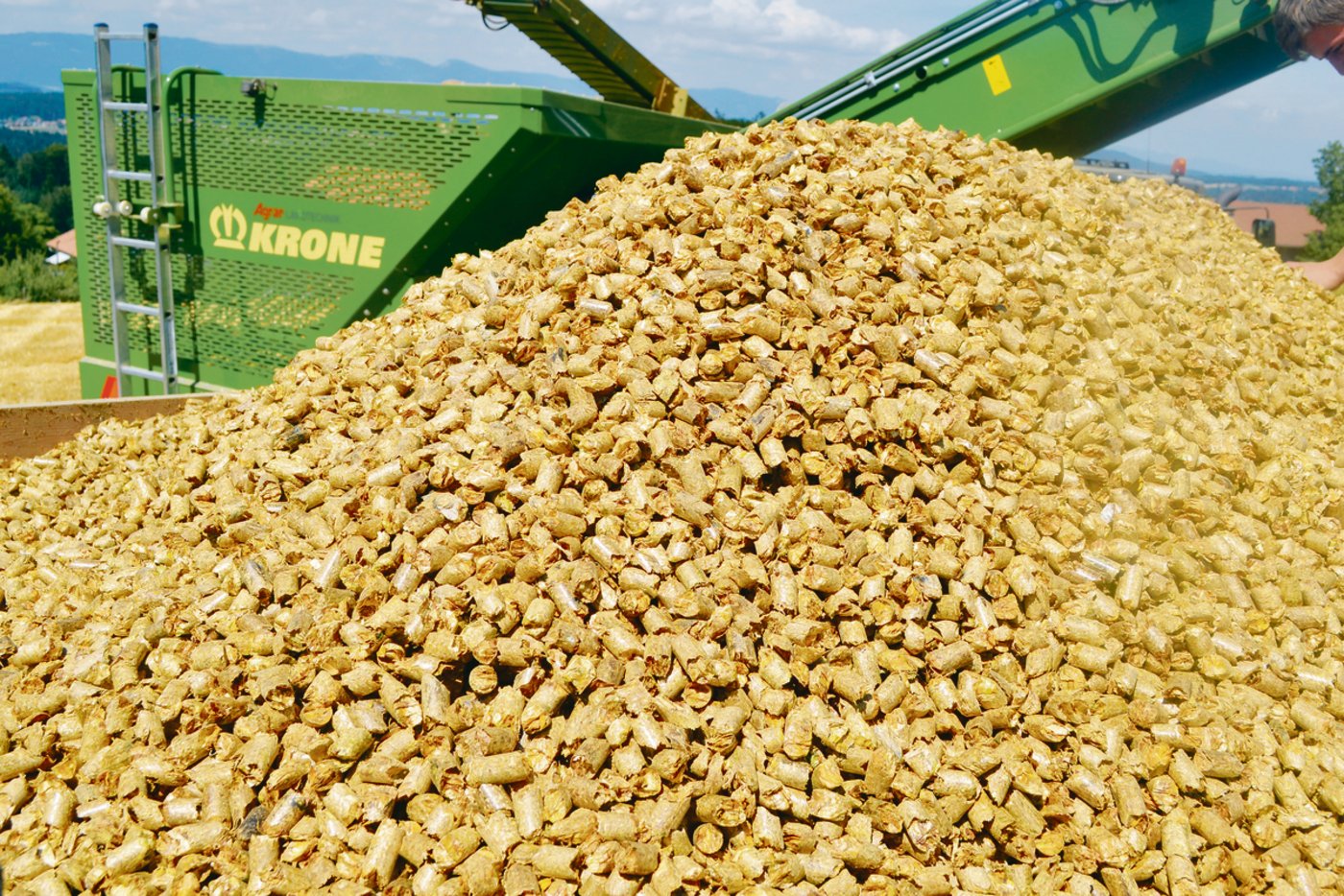 Die Pellets sind vielseitig einsetzbar: Vor allem als Streumaterial bei Pferden, Rindern, Schweinen oder beim Federvieh. (Bild Peter Fankhauser)