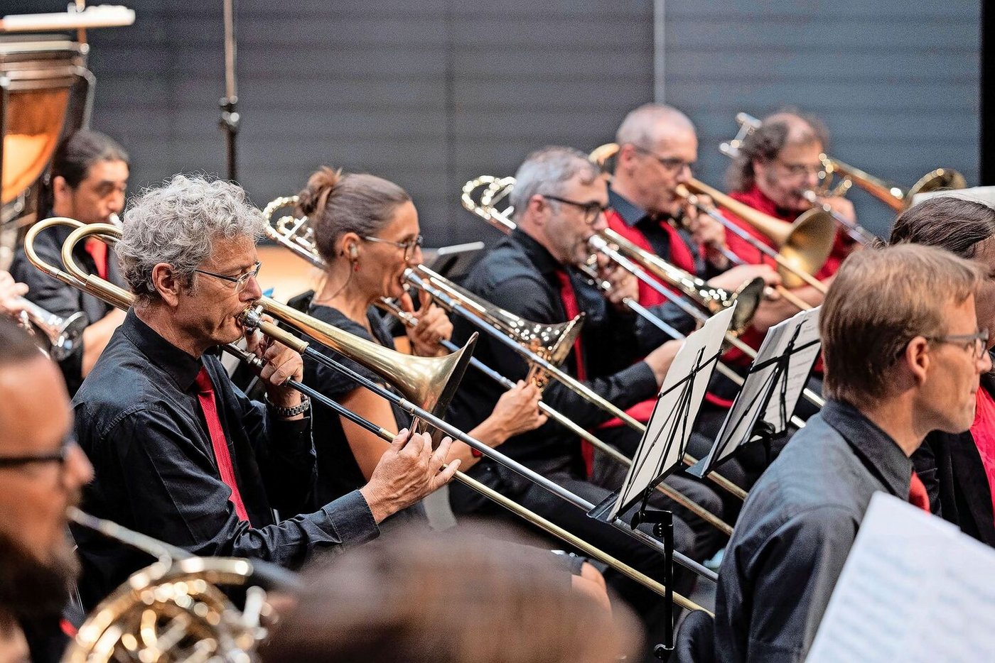 Agrarforscher und Posaunist Thomas Bucheli (2.v.l.) gehört zum Ensemble des Swiss Symphonic Wind Orchestras.