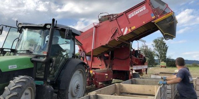 Kartoffelvollernter gemietet inklusive Chauffeur: Früher hatte die Autorin Nachmittage lang den Job des Fahrers. Das war für sie recht langweilig und etwas einsam. (Bilder et)
