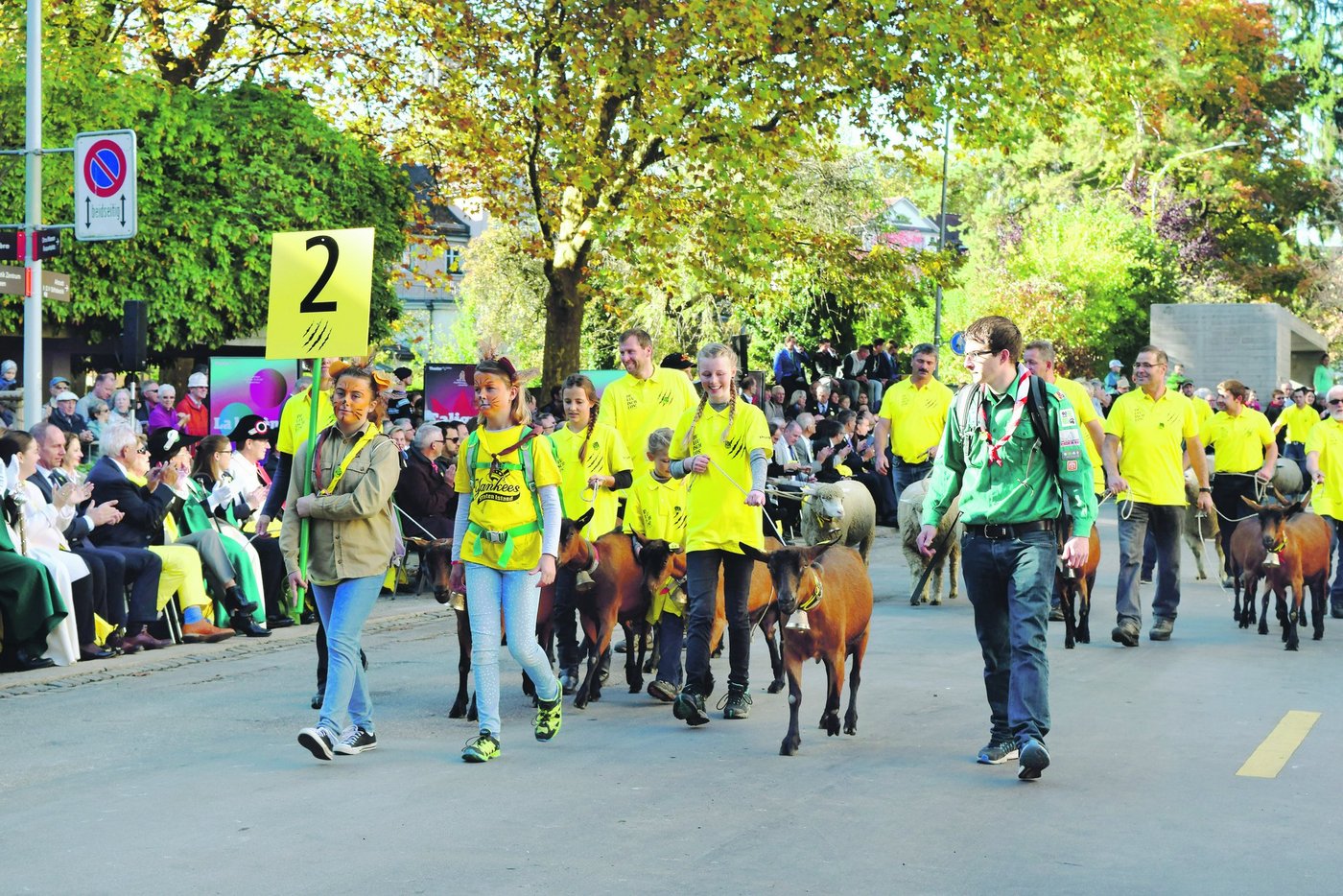 Mit der Absage der Olma wird es dieses Jahr auch keinen Umzug mit Präsentation des Gastkantons geben. Dieses Bild stammt aus dem Jahr 2017, als der Thurgau Gastkanton war. (Bild sgi)
