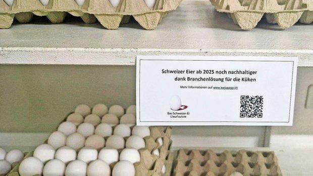 Hinweis von Gallo Suisse für das Verkaufsregal, der auf weitere Informationen verweist.