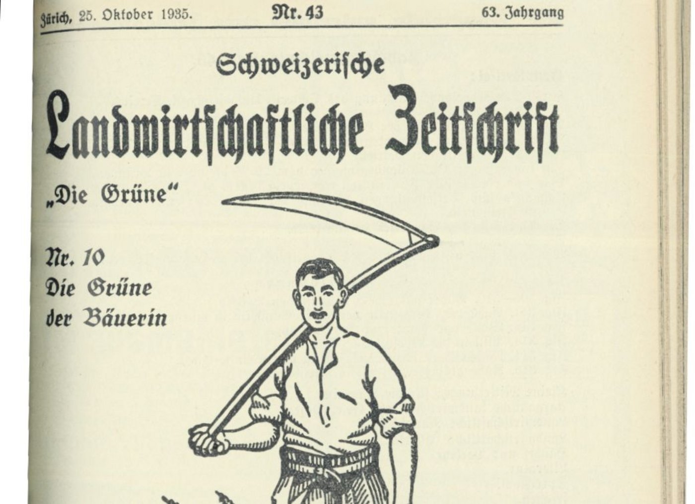 Früher waren Zeichnungen hoch im Kurs:  So präsentierte sich «die grüne» im Oktober 1935. (Bild: Agrararchiv)