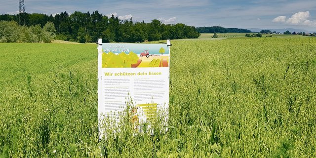 «Wir schützen dein Essen»: Von diesen und ähnlichen Tafeln wurden bereits 14 000 Stück aufgestellt und sie können weiterhin bestellt werden. (Bild pd)