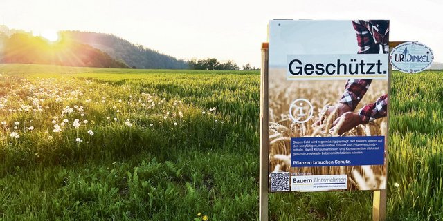 Informationstafel des Anstosses: Die Trinkwasser-Initianten wollten sie verbieten lassen, wurden aber zurückgepfiffen.(Bild akr)