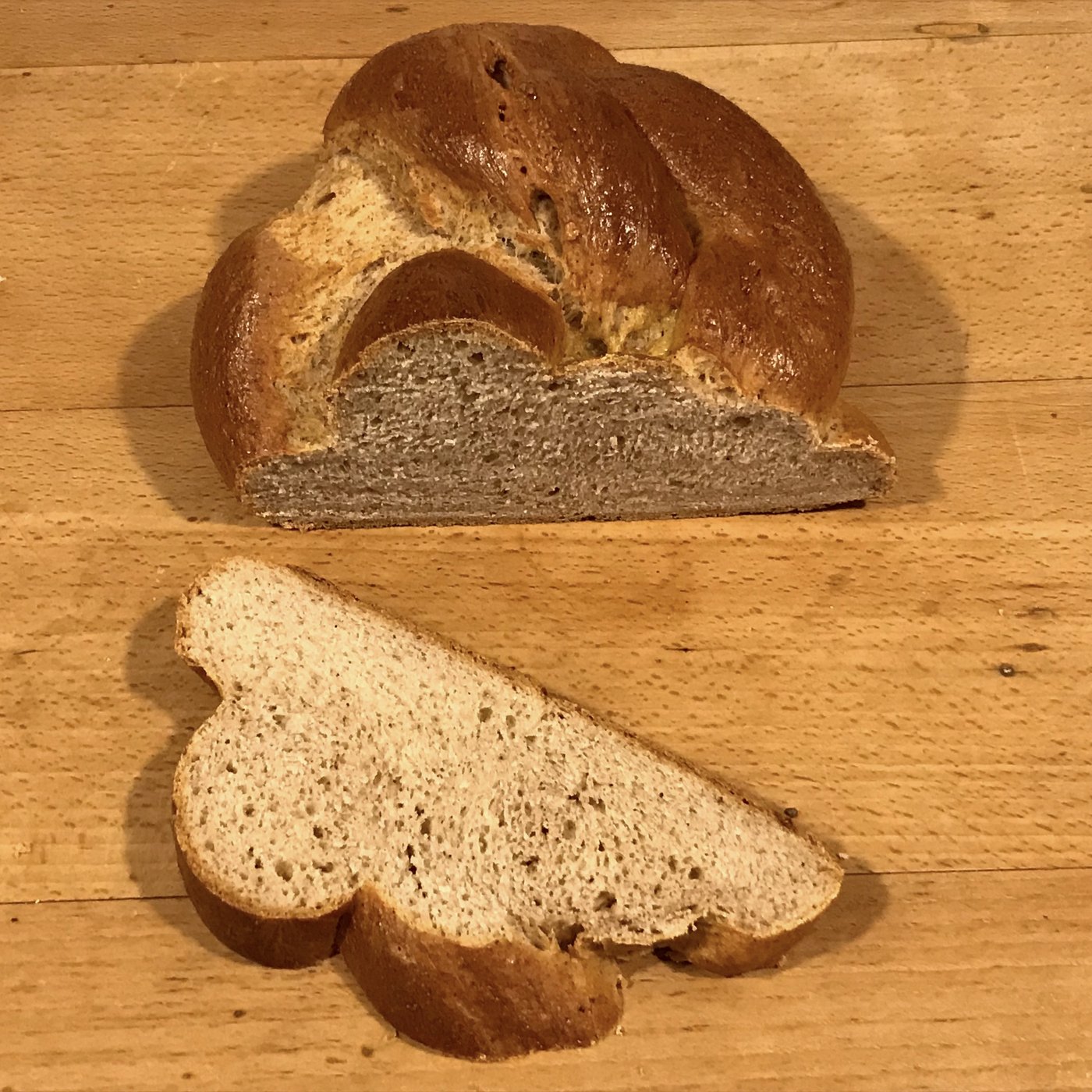 Für den Sonntagszopf mit Sorghum hat sich die Mischung 4 Teile Zopfmehl : 1 Teil Sorghummehl bewährt. Er wird etwas dunkler und ist sehr gehaltvoll.