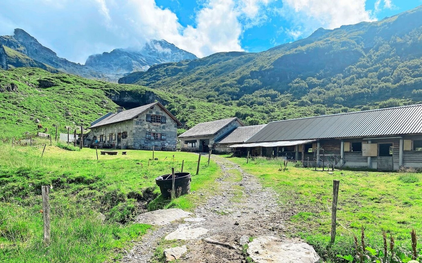 Die Alphütte samt Beizli liegt direkt am Wanderweg zur Legler-Hütte und inmitten des ältesten Wildschutzgebietes Europas. 