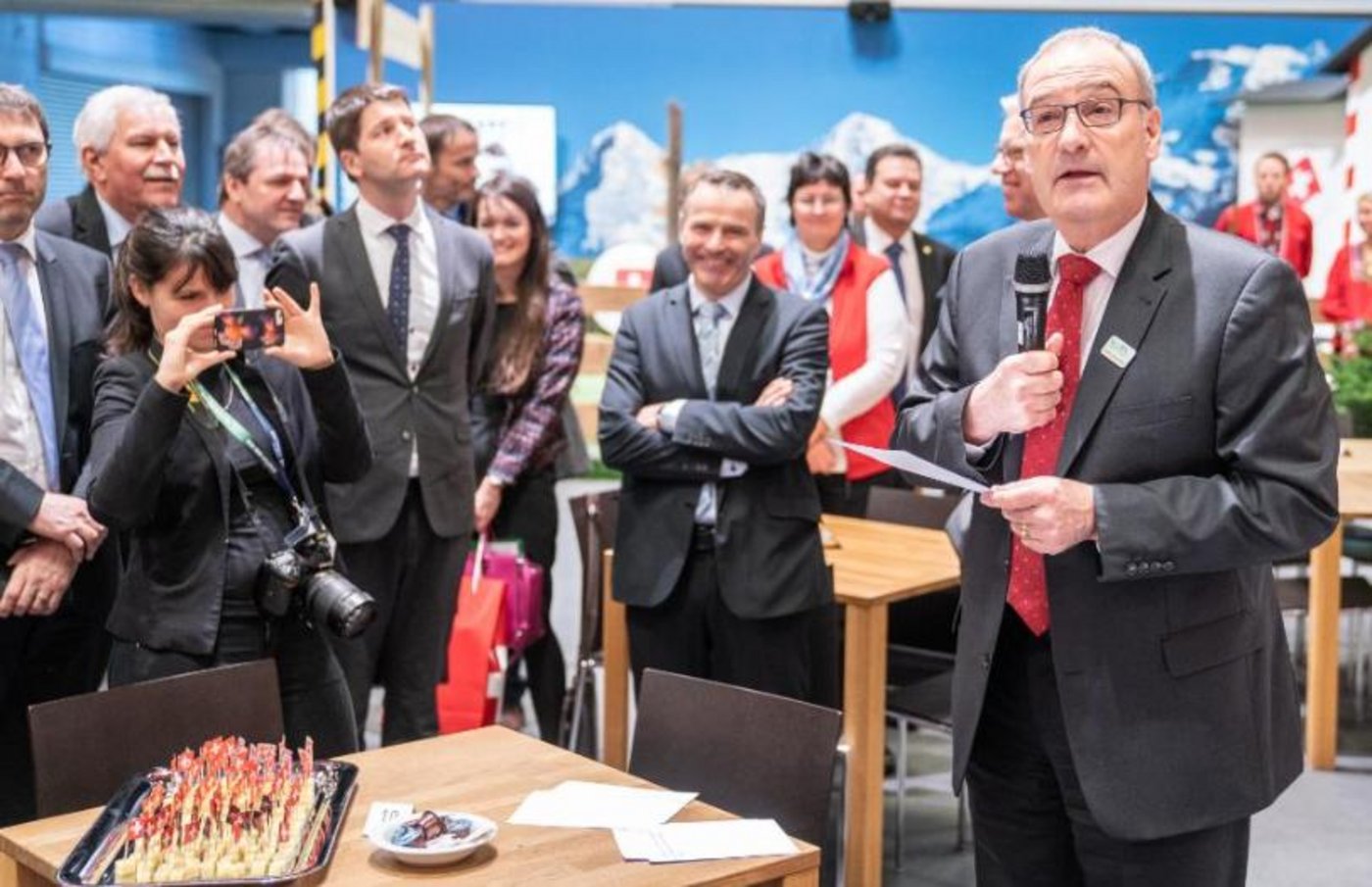 Rede vom Schweizer Landwirtschaftsminister am  Schweizer Stand. (Bild Agro-Marketing Suisse)