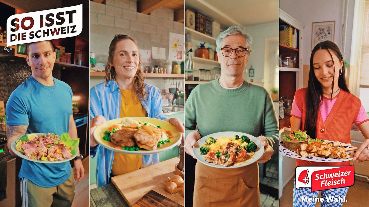 «So isst die Schweiz»: Die Schweizer Wertschöpfungskette Fleisch richtet sich in der aktuellen Basismarketing-Kampagne nicht mehr rechtfertigend an die Vegetarier, sondern an die Fleischesser.