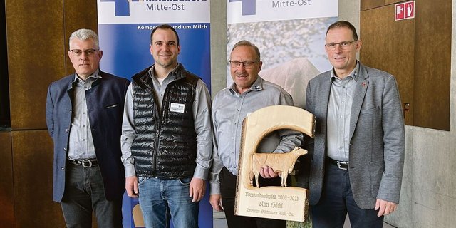 Geschäftsführer Markus Berner, Adrian Annen (neu in der Verwaltung), Karl Häcki und Präsident Hanspeter Egli  (v. l.).