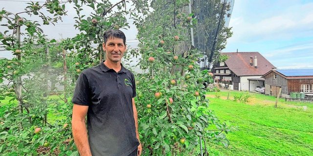 Roman Stüdli freut sich auf die guten Ernteaussichten in diesem Jahr. 2024 hatten Stüdlis im Gegensatz zu vielen Obstbauern Pech. Im Mai 2024 hatte ein lokales Hagelereignis einen Grossteil der Ernte zerstört. 