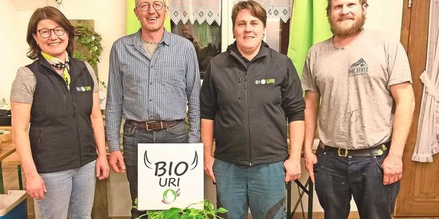 Der aktuelle Vorstand von Bio Uri: Edith Aschwanden, Franz Herger, Monika Kempf und Sämi Indergand (v. l.).