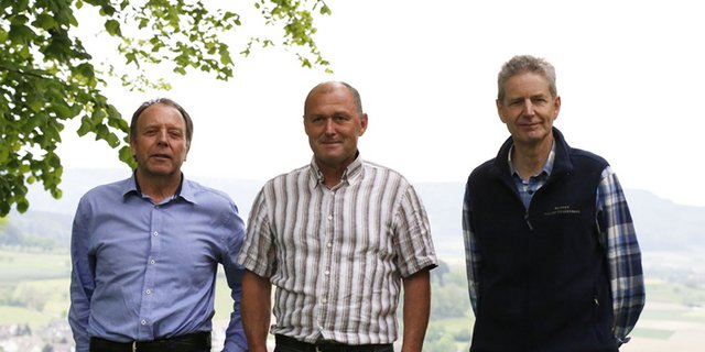 3 der 11 Flaachtaler Klimabauern: Arthur Bachofner, Toni Meier, Heiner Kindhauser (v.l.). (Bild lid)