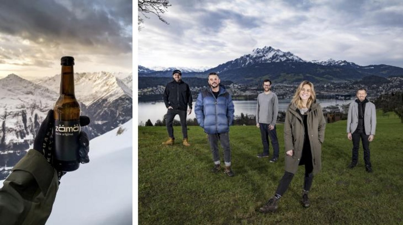 Die ZÄMÄ® Crew; von links: Säm Imholz, Phil Bucher, Tino Scherer, Leandra Portillo und Adrian Affentranger. (Bild Berg Drinks GmbH) 
