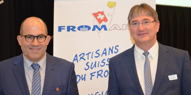 Fromarte-Präsident Hans Aschwanden und Direktor Jacques Gygax (r.). (Jean-Rodolphe Stucki/Agri)