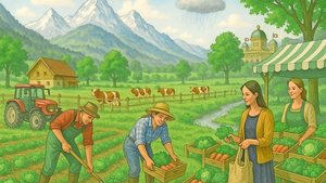 Sechs Handlungsfelde Sechs Handlungsfelder, die die Landwirtschaft fit für die Zukunft machen: Wandel, Innovation, Ressourcen, Klima, Digitalisierung und nachhaltige Ernährung.