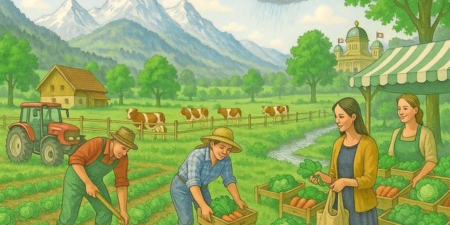 Sechs Handlungsfelder, die die Landwirtschaft fit für die Zukunft machen: Wandel, Innovation, Ressourcen, Klima, Digitalisierung und nachhaltige Ernährung.