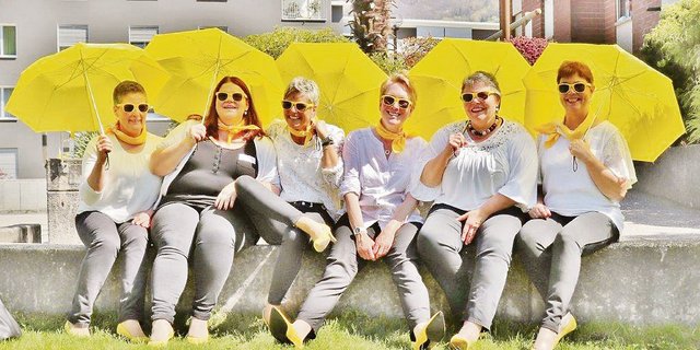 Der Verband der Schaffhauser Landfrauen ist modern und motivierend (v. l. n. r.): Doris Neidhart, Corina Schläpfer, Doris Müller, Sanna Bührer, Vrony de Quervain und Unni Stamm. (Bild VSL)