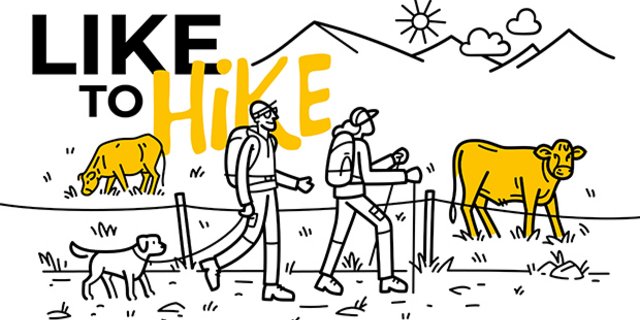«Like to Hike» ist eine Zusammenarbeit von Mutterkuh Schweiz und dem Verband Schweizer Wanderwege, um Unfälle auf Bergwiesen zu vermeiden. (Bild like-to-hike.ch) 
