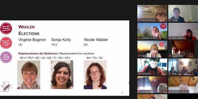 Die neu gewählten Frauen im Vorstand (v. l. n. r):  Virginie Bugnon, Sonja Kolly und Nicole Waldner. (Bilder SBLV)