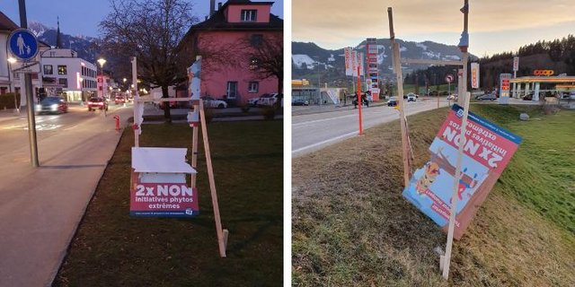 Diverse Wahlplakate wurden mutwillig zerstört. (Bilder FBV)
