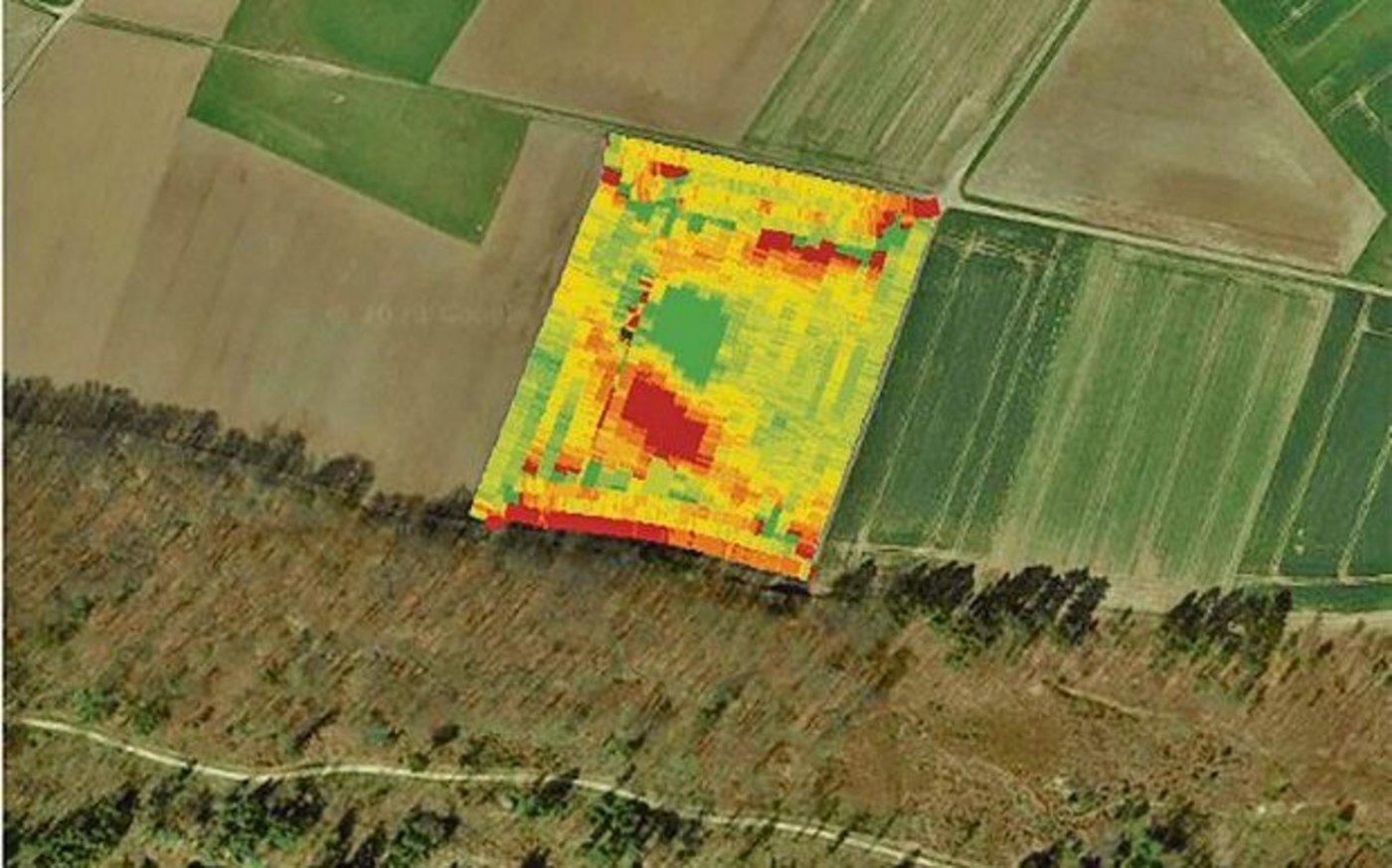 Die Erntemenge beim Raps (zwischen 0 und 6,1 t/ha) zeigt das Ertragspotenzial der Teilflächen an.