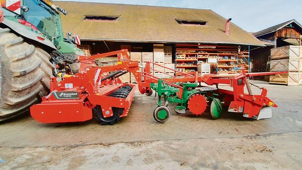 Mit dem umgebauten Halbautomat erledigt Kartoffelproduzent Daniel Erb drei Arbeitsgänge in einem Schritt.(Bild Daniel Erb)