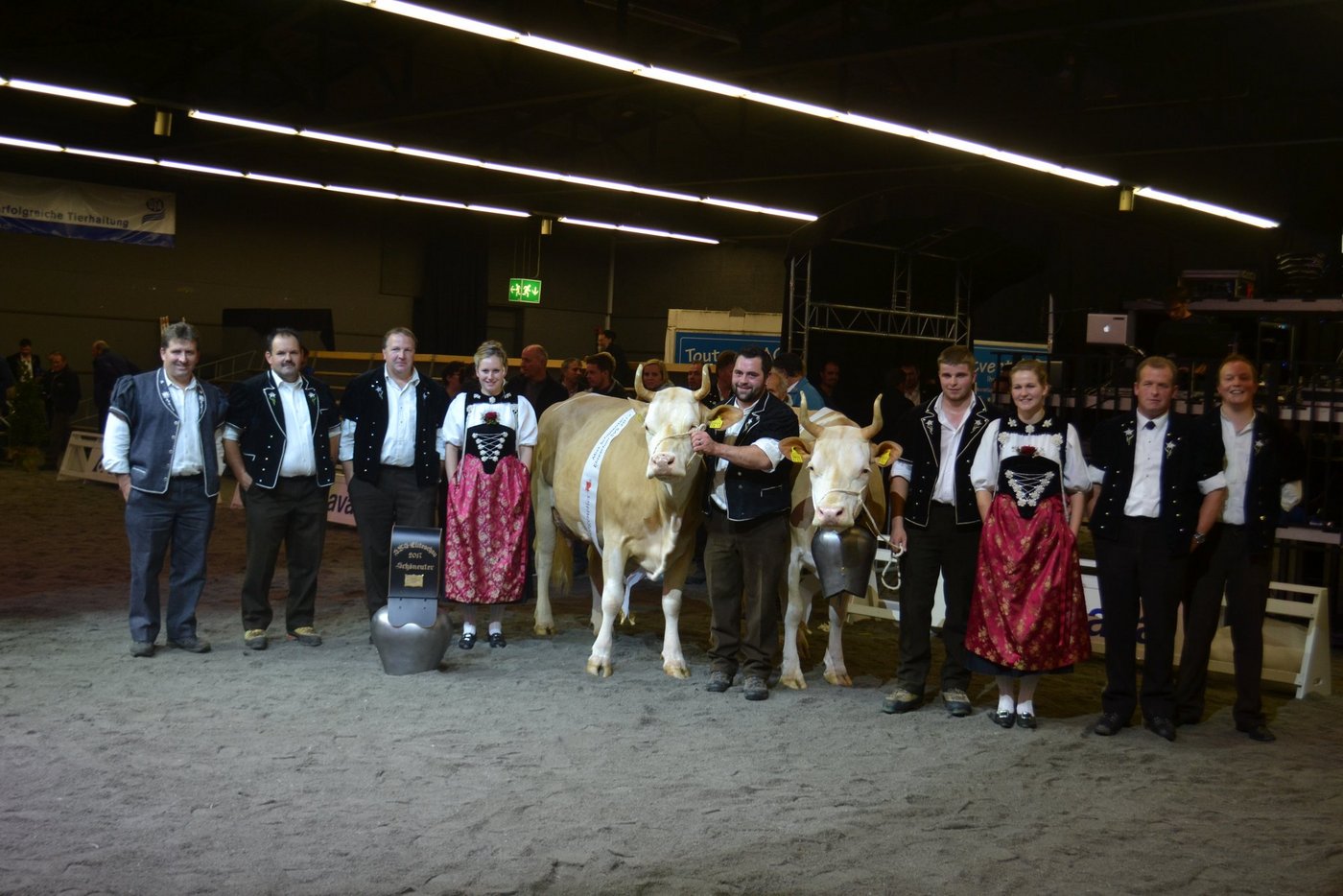 Roman Ariel (rechts) von Thomas und Reto Gerber aus Süderen wird Senior Miss der Eliteschau der Reintzuchtzuchtausstellung in Thun BE. Den Senior Schöneutertitel holt sich Bergermatten Unic Akaley von Jakob und Michael Berger aus Milken BE. (Bild pf/sb)