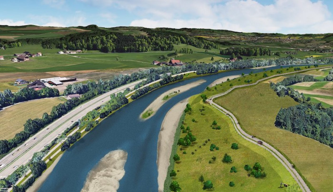 Revitalisierung heisst meist Verbreiterung von Gewässern.  Beim  Reussprojekt wird nun über Entschädigung diskutiert. (Bild Kanton LU)