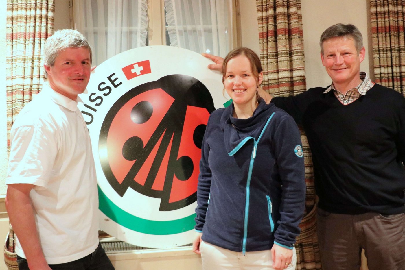 Alfred Vogt, Geschäftsführer der Aargauer IP-Bauern, das neue Vorstandsmitglied Tamara Uebelmann Vogt und Präsident Werner Frey. (Bild Ruth Aerni)