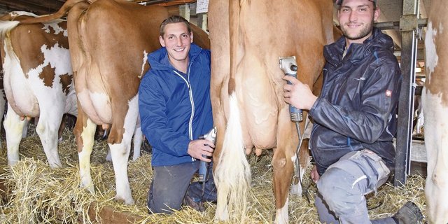 Andreas (links) und sein Bruder Michael Dürrenmatt sind immer dabei, wenn es um schöne Kühe geht. Normalerweise wäre auch ihr Bruder Christian dabei, doch dieser weilt zurzeit im Militär.  