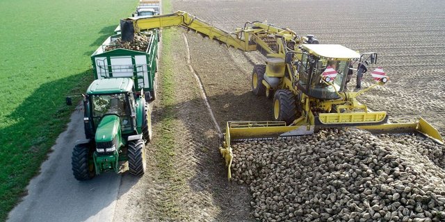 Für die einen effizientes Verladen mit Traktor und Anhängerzügen, für die anderen ein Verkehrshindernis.