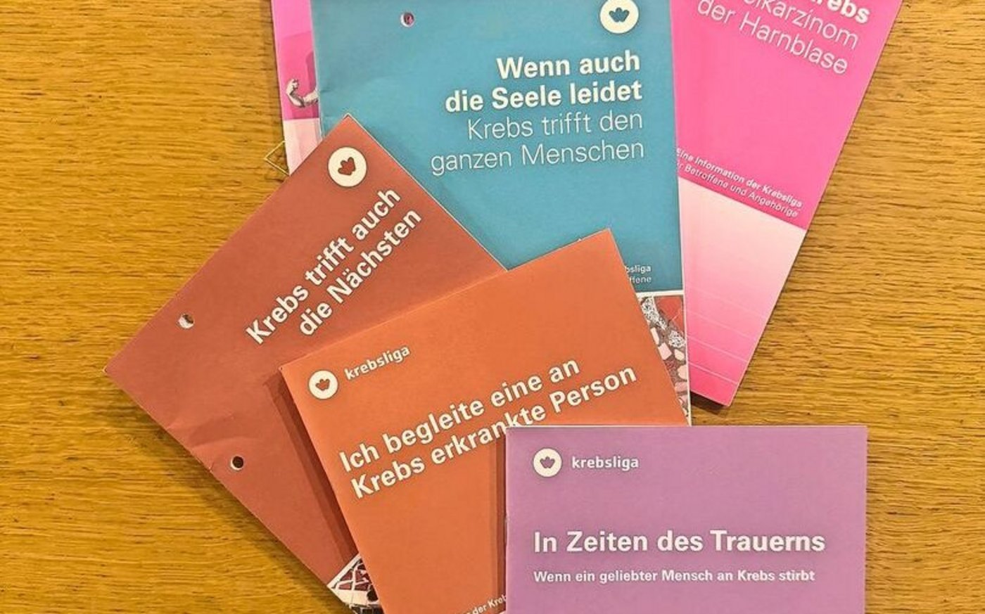 Diese Broschüren der Krebsliga haben Renate Wyss oft geholfen. 