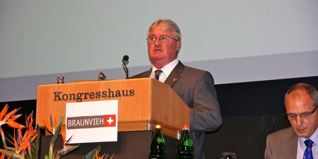 Die Schweiz sei das Mutterland der Viehschauen, sagte Präsident Markus Zemp anlässlich der Delegierten versammlung von Braunvieh Schweiz. (Bild: Anton Haas)