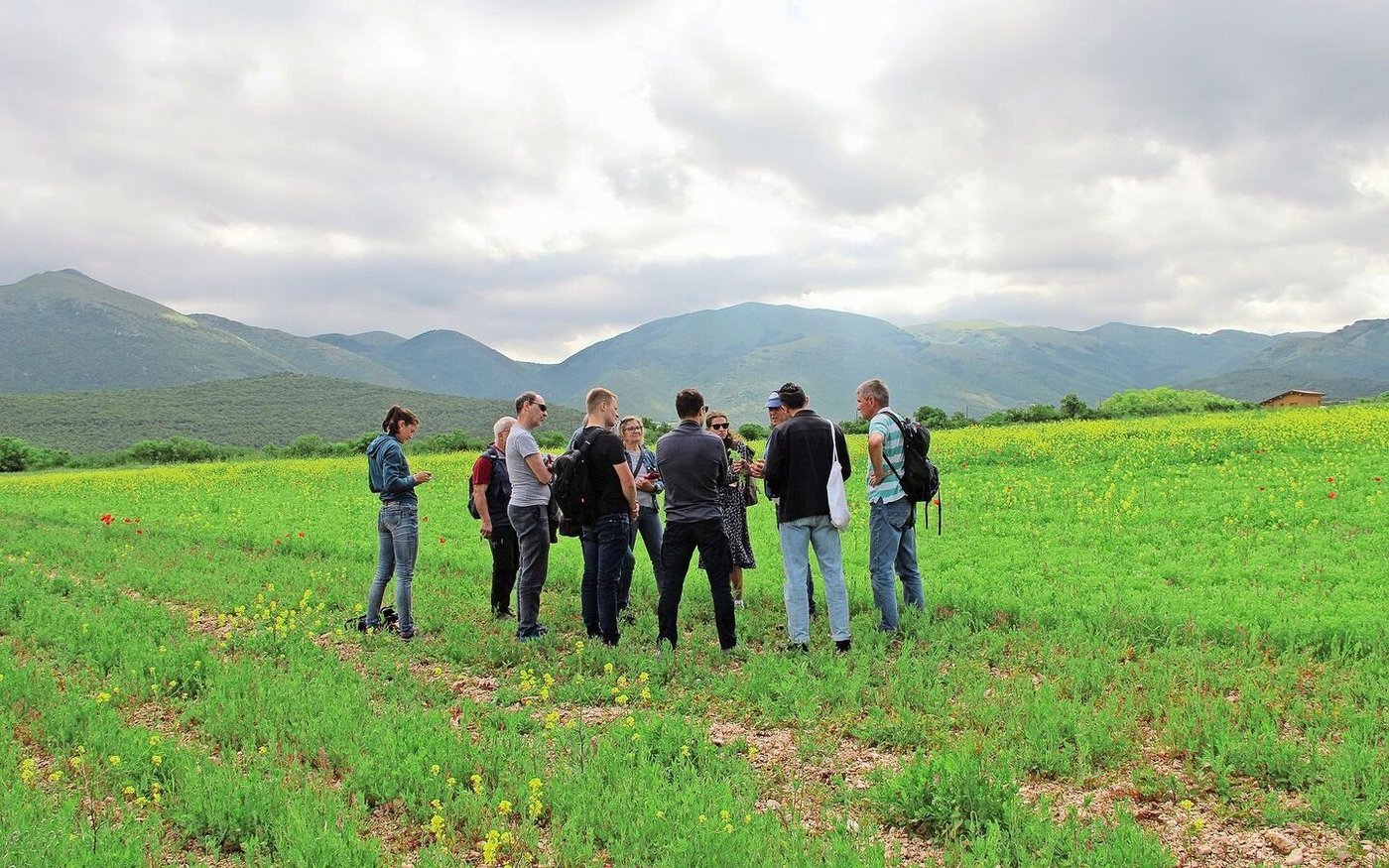 Maurizio Brandimarte baut seine Linsen extensiv und mit viel Handarbeit an. Pflanzenschutzmittel sind verboten, das Beikraut sorgt für Farbtupfer.